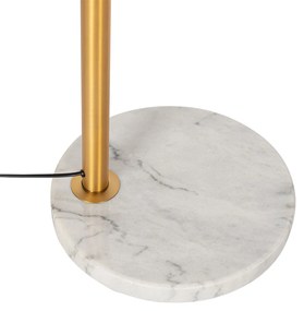 Lampă de podea arc bronz cu marmură și sticlă chihlimbar 3 lumini - Nina