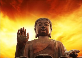 Tablou - Buddha cu fundal roșu și galben (70x50 cm)