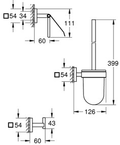 GROHE 411232430 - Set de accesorii ESSENTIALS 3-în-1 pentru toaletă, negru