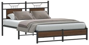 vidaXL Cadru pat fără saltea stejar maro, 140x190 cm, lemn prelucrat