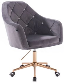 HR830K Scaun Catifea Grafit cu Bază Aurie