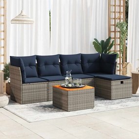 vidaXL Set mobilier grădină cu perne, 6 piese, gri, poliratan