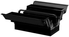 DURHAND Cutie de scule metalică - coffret de scule - cutie de scule 3 nivele 5 tăvi retractabile - oțel negru | Aosom Romania