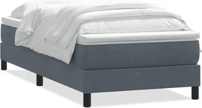 vidaXL Pat box spring cu saltea, gri închis, 90x220 cm, catifea