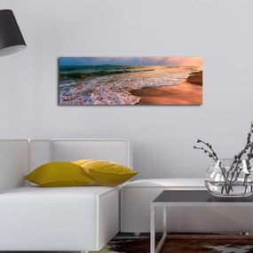 Tablou Canvas cu Led Plaja Lunga fara Priza, Multicolor, 90x30 cm