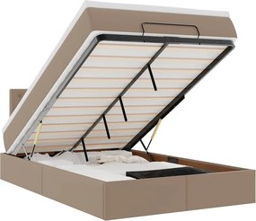 vidaXL Cadru de pat otoman cu saltea Cappucino piele artificială