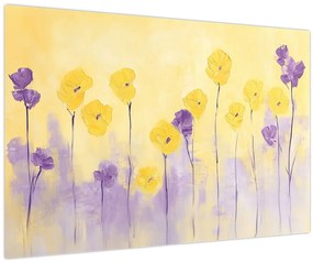 Tablou - Flori mov și galbene (90x60 cm)