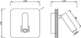 Aplica perete lumina ambientala, spot directionabil CAYMAN nickel satinat