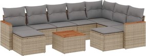 vidaXL Set canapele de grădină cu perne, 10 piese, bej, poliratan