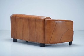 Canapea 2 locuri din piele naturală, cognac, aspect vintage, Pilot, 175 x 86 x 68 cm