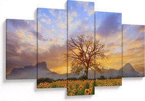 Tablou - Peisaj cu floarea soarelui (150x105 cm)