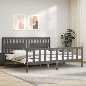3192448 vidaXL Cadru pat cu tăblie 200x200 cm, gri, lemn masiv