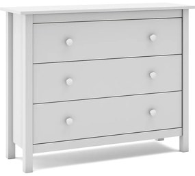 Comodă pentru copii albă joasă din lemn de pin 100x80 cm Max – Marckeric