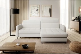 Colțar crem extensibil/cu spațiu de depozitare cu tapițerie din țesătură bouclé (cu colț pe partea dreaptă/cu șezlong) Gomsi – ELTAP