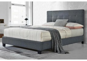 Pat tapitat Modern 140x200cm, cadru din lemn cu somiera fixa, culoare Gri