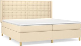 vidaXL Pat box spring cu saltea, crem, 200x200 cm, textil