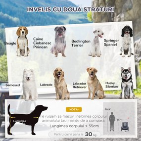 PawHut Remorcă Bicicletă pentru Câini Talie Medie cu Ferestre Laterale și Steag, 130x73x90 cm, Gri și Negru | Aosom Romania