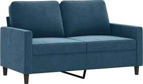 vidaXL Canapea cu 2 locuri, albastru, 120 cm, catifea