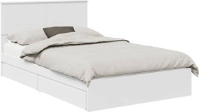 vidaXL Pat cu storage cu headboard Alb 120 x 190 cm Lemn compozit