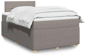 vidaXL Pat box spring cu saltea, gri taupe, 120x200 cm, textil