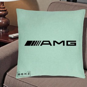 Perna Personalizata cu emblema Mercedes-AMG, 40x40 cm, Verde Menta, Husa Detasabila, Perna Inclusa, BEKZ®