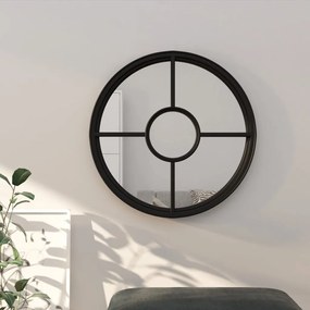 Oglinda rotunda,negru,60x4 cm,fier,pentru utilizare in interior 1, Negru, 60 x 4 cm