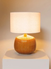 Lampa de masa, din ceramica cu abajur din in, D36cm, Estria