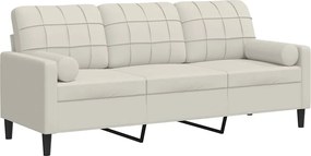 vidaXL Canapea cu 3 locuri cu pernuțe, crem, 180 cm, catifea