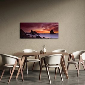 Tablou cu apus de soare pe mal (120x50 cm)