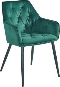 Scaun BEL, verde smarald/negru, stofa catifelata/metal, 58x63x86 cm