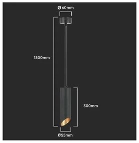 Lustră pe tijă 1xGU10/35W/230V 30 cm neagră