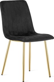 Set 4 Scaune Bucatarie/Dining Gabe, Picioare Aurii, Neagra
