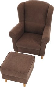 Fotoliu cu taburet, material maro, ASTRID