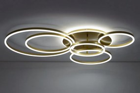 Plafoniera LED cu Telecomanda, Design Geormetric, RINGS 6 auriu