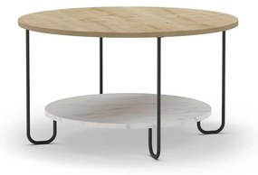 Măsuță de cafea în culoare naturală rotundă cu blat cu aspect de lemn de stejar ø 80 cm Tonka – Marckeric