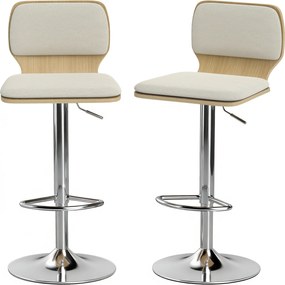 HOMCOM Set de 2 scaune înalte de bucătărie rotative 360° reglabile 81-102 cm tapițate cu in bej | Aosom Romania