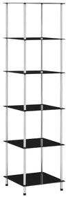 vidaXL Raft cu 6 niveluri, negru, 40 x 40 x 160 cm, sticlă securizată