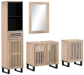 3217102 vidaXL Set mobilier de baie, 4 piese, lemn masiv de mango