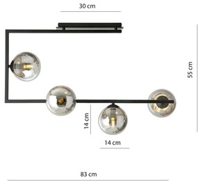 Lustră pe tijă SOMA 4xE14/10W/230V negru/gri