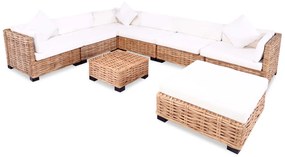 244623 vidaXL Set mobilier cu canapea 27 piese, culoare naturală, ratan