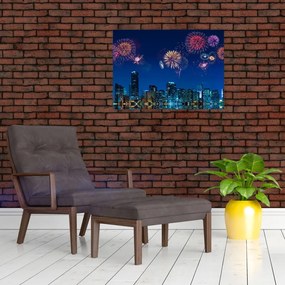 Tablou pe sticlă - Artificii in Miami (70x50 cm)