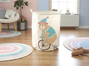 Cos pentru jucarii si rufe cu imprimeu CIRCUS BEAR 35x45 cm, crem