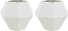 vidaXL Jardinieră 2 pcs Alb 75 x 75 x 60 cm Oțel