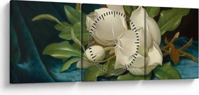 Tablou - Martin Johnson Heade, Giant Magnolias on a Blue Velvet Cloth, reproducere (cu ceas) (90x30 cm)