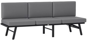 Outsunny Canapea de Grădină 3 în 1 Convertibilă și Reglabilă în 5 Poziții cu Perne, 180x63.5x68 cm, Gri | Aosom Romania
