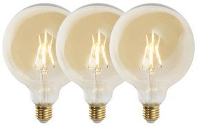 Set de 3 becuri LED cu dimmer E27 G125 auriu 5W 450lm 2200K