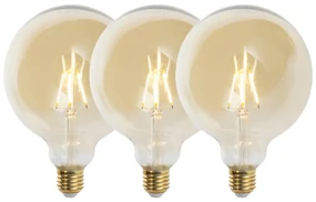 Set de 3 becuri LED cu dimmer E27 G125 auriu 5W 450lm 2200K