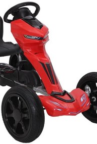 Kart cu pedale pentru copii NOVOKIDS® Hot Racer PRO, 5-12 ani , Maxim 50 kg, 123 cm lungime, Carena, Structura metalica, Frana de mana, Functie