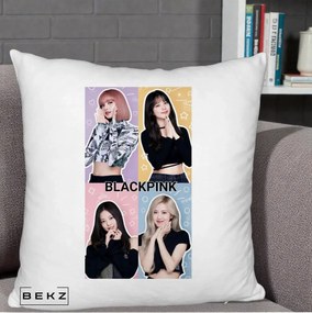 Perna Personalizata K-pop BLACKPINK Negru, 40x40 cm, Alb Pufos, Husa Detasabila, Perna Inclusa, BEKZ®