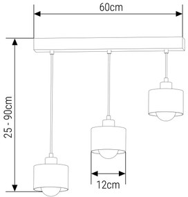 Lustră pe cablu 3xE27/35W/230V negru/auriu